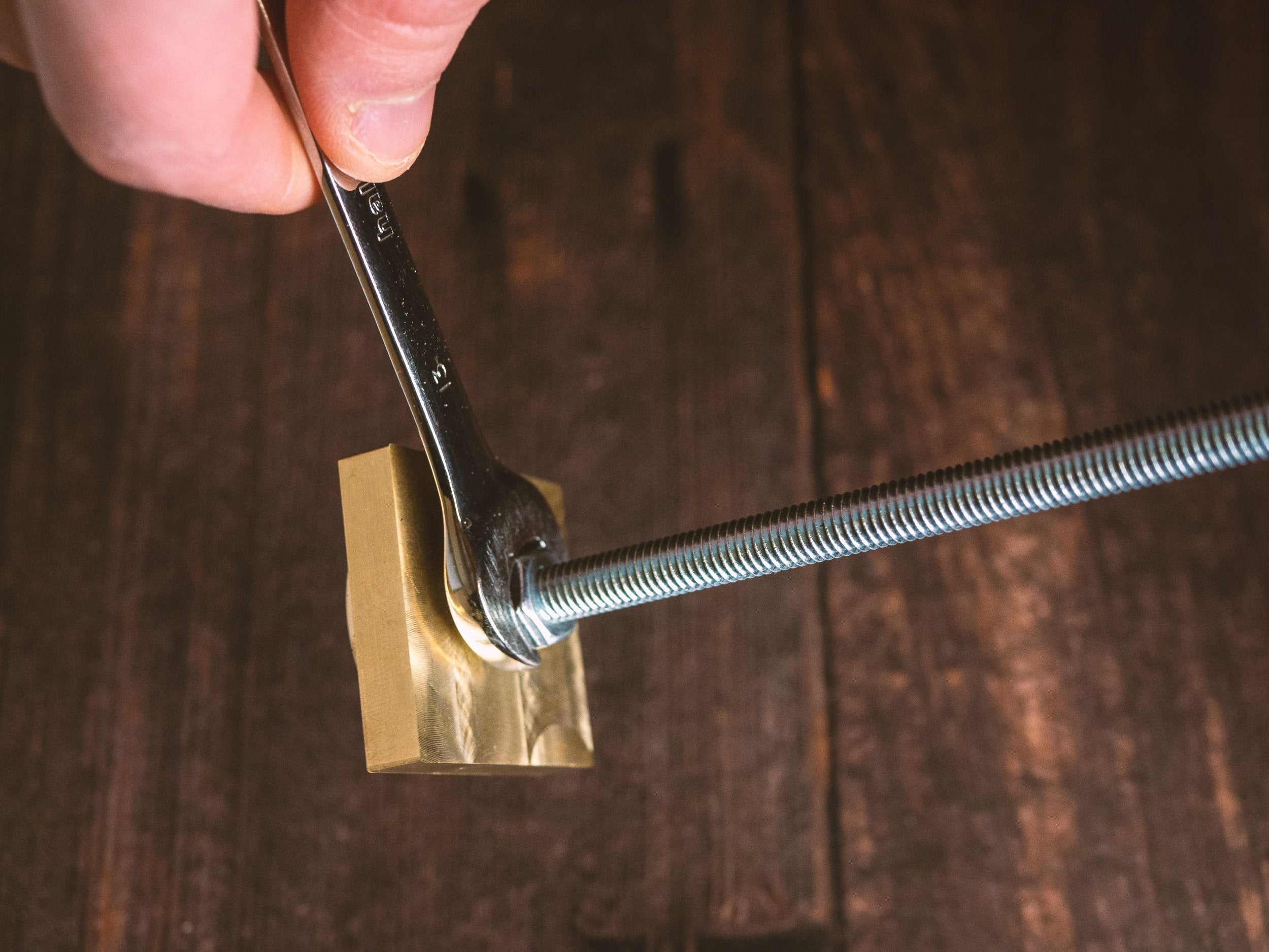 Tightening Nut on Wood Branding Iron - Outpost Workshop