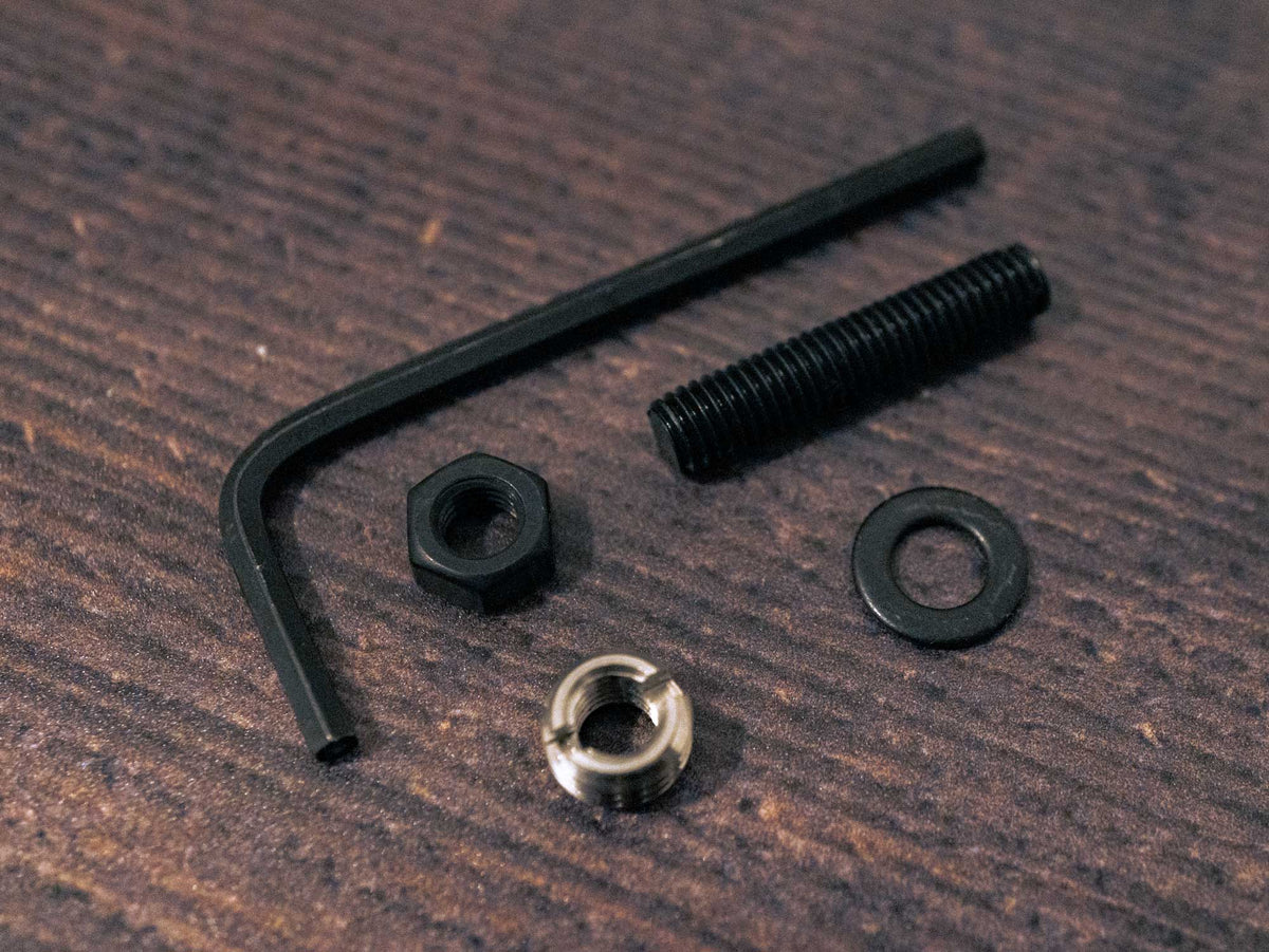 Hot stamping machine mounting kit, including washer, grub screw, M8-M5 adaptor, M5 nut and allen key